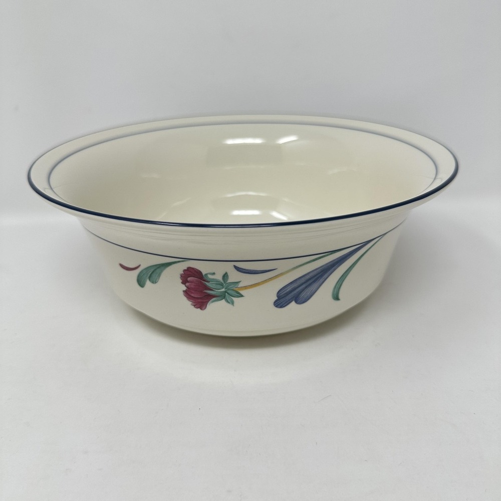 Lenox‎ Poppies On Blue Chinastone Stoneware Serving Bowl Made In USA 8.5"